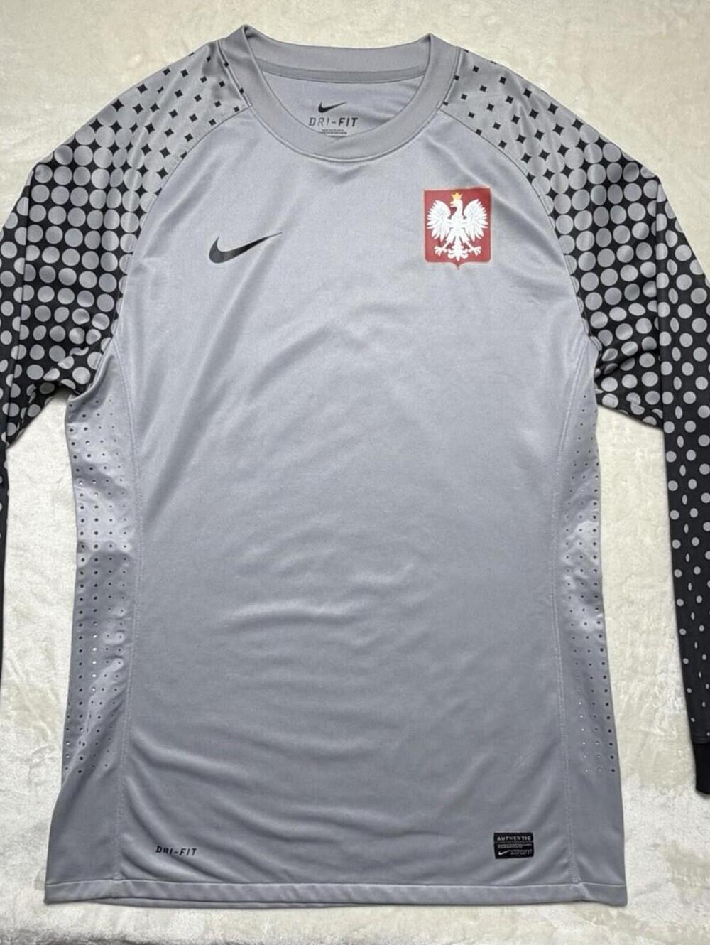 Nike Poland National Team Goalkeeper Jersey Grey Polka Dot Mens Large Dri-Fit